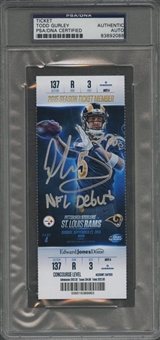 2015 Todd Gurley St. Louis Rams Full Ticket Signed & Inscribed "NFL Debut" From 9/27/15 (PSA/DNA)